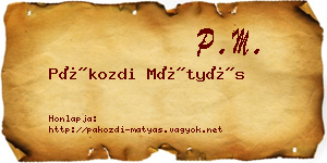 Pákozdi Mátyás névjegykártya